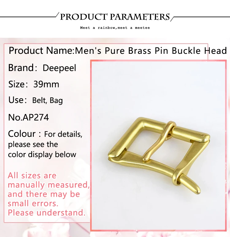 Deepeel 3.9cm Men's Pure Brass Pin Buckle Head Quick Open Buckles Heads Fit 3.6-3.8cm Belt DIY LeatherCraft Hardware Accessories