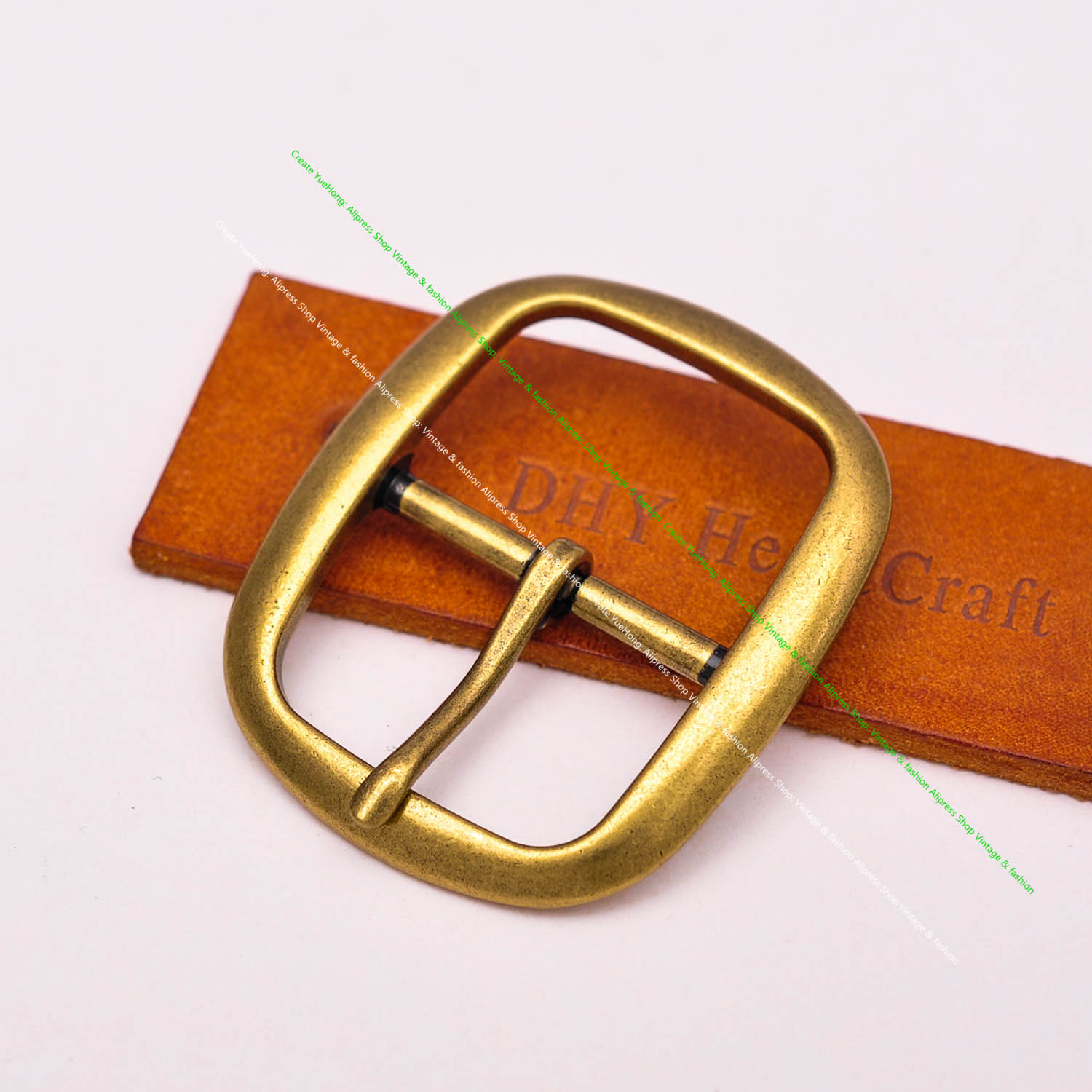 Quality Heavy Duty Retro Brass Plated DIY Leahtercraft Handmade Oval Center Bar Pin Belt Buckle Replacement Fit 35 MM