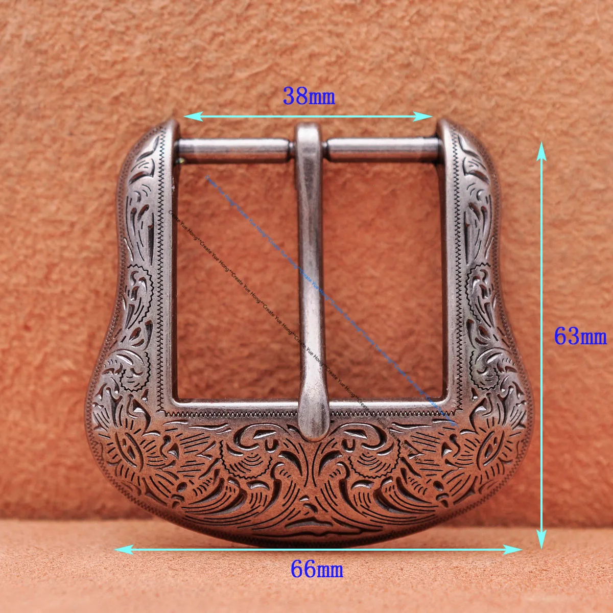 Inner 38MM Antique Silver Floral Engraved Western Cowboy Cowgirl Rodeo Belt Buckle 5-PC Set Unisex Fits 1 1/2" Strap