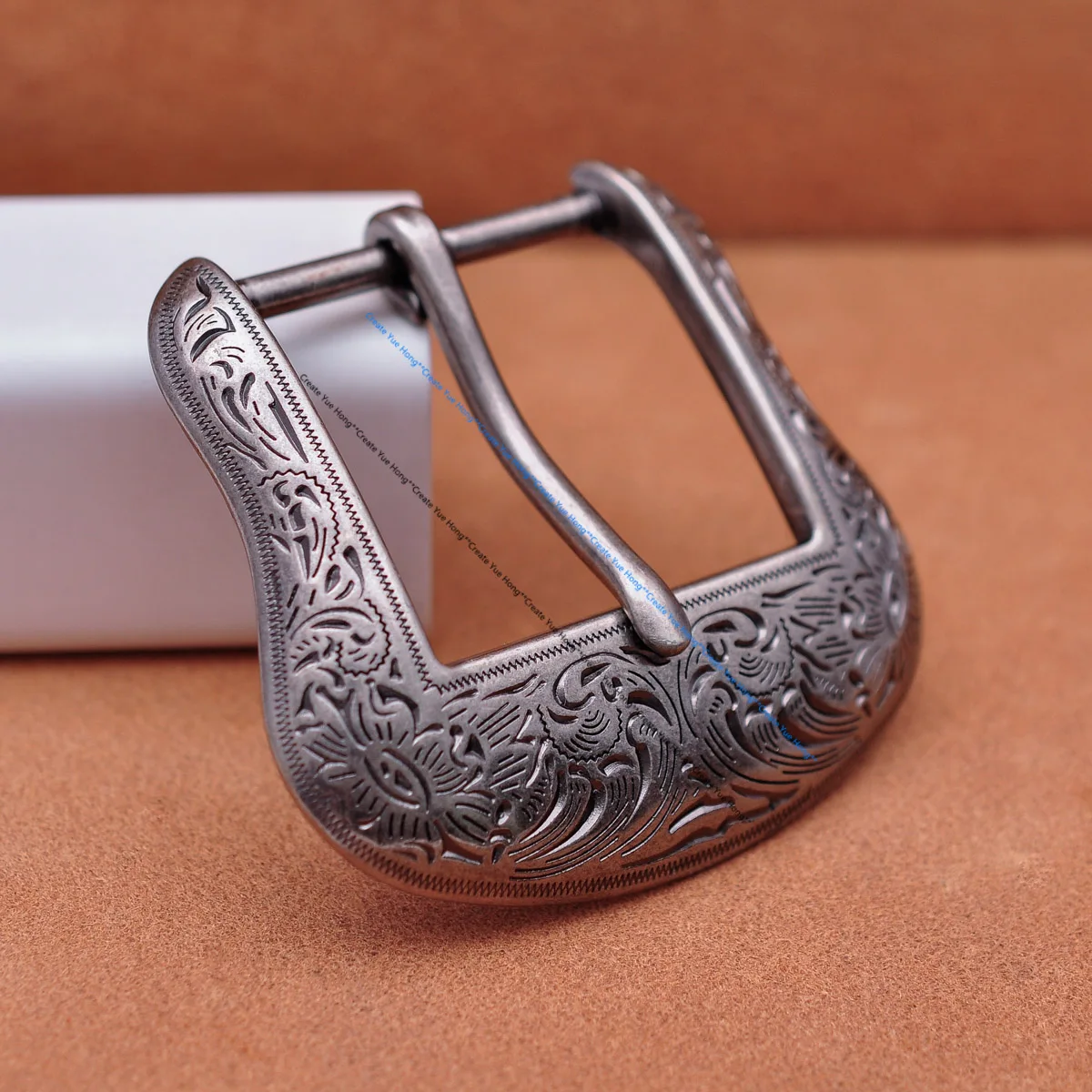 Inner 38MM Antique Silver Floral Engraved Western Cowboy Cowgirl Rodeo Belt Buckle 5-PC Set Unisex Fits 1 1/2" Strap