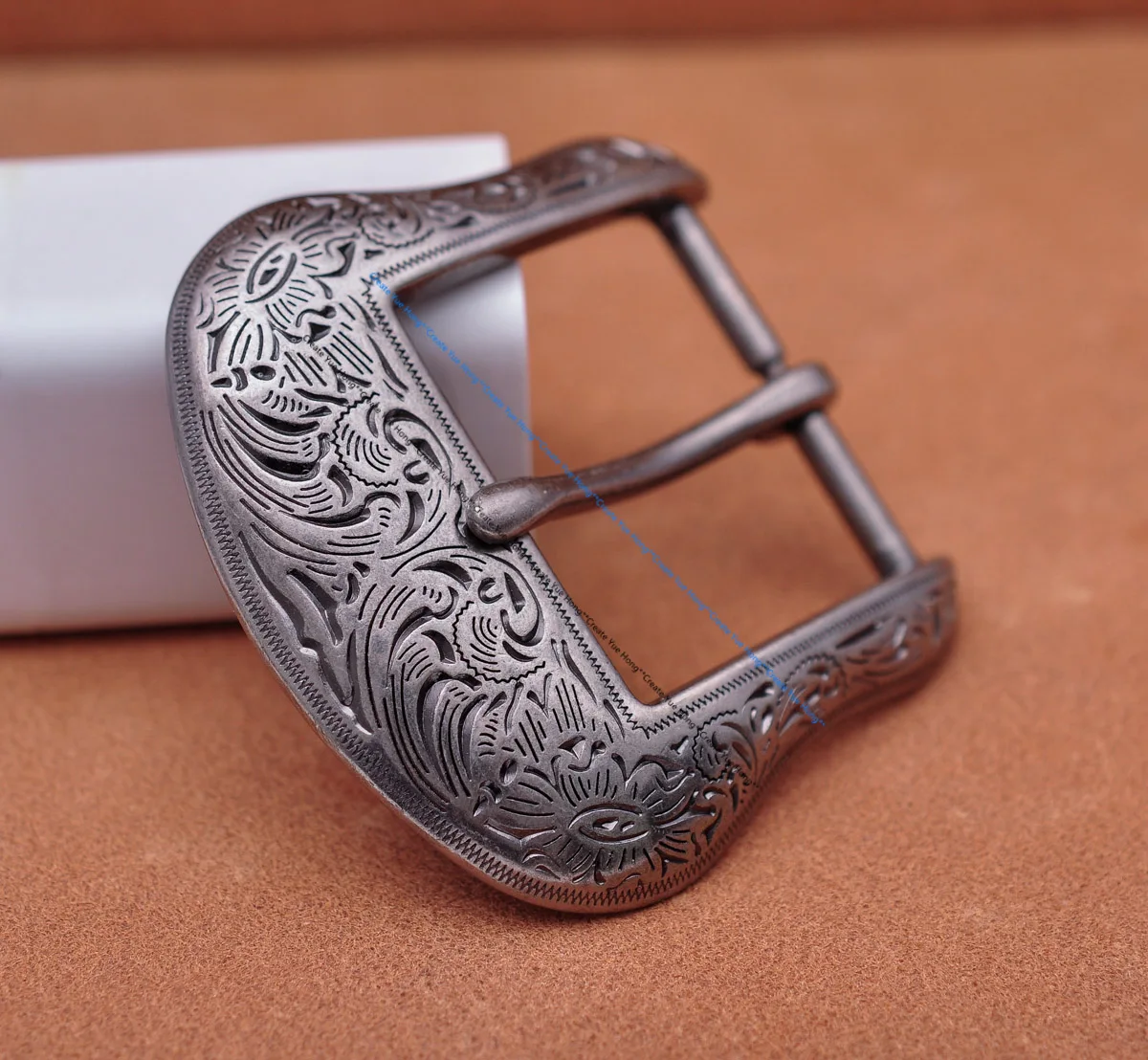 Inner 38MM Antique Silver Floral Engraved Western Cowboy Cowgirl Rodeo Belt Buckle 5-PC Set Unisex Fits 1 1/2" Strap