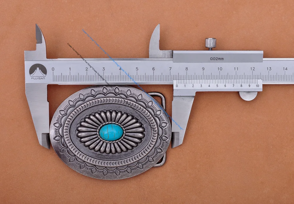 Vintage Silver America Southwest Tribal Traditional Floral Turquoise Men's Huge Leather Belt Buckle Fits 40MM Belt Strap