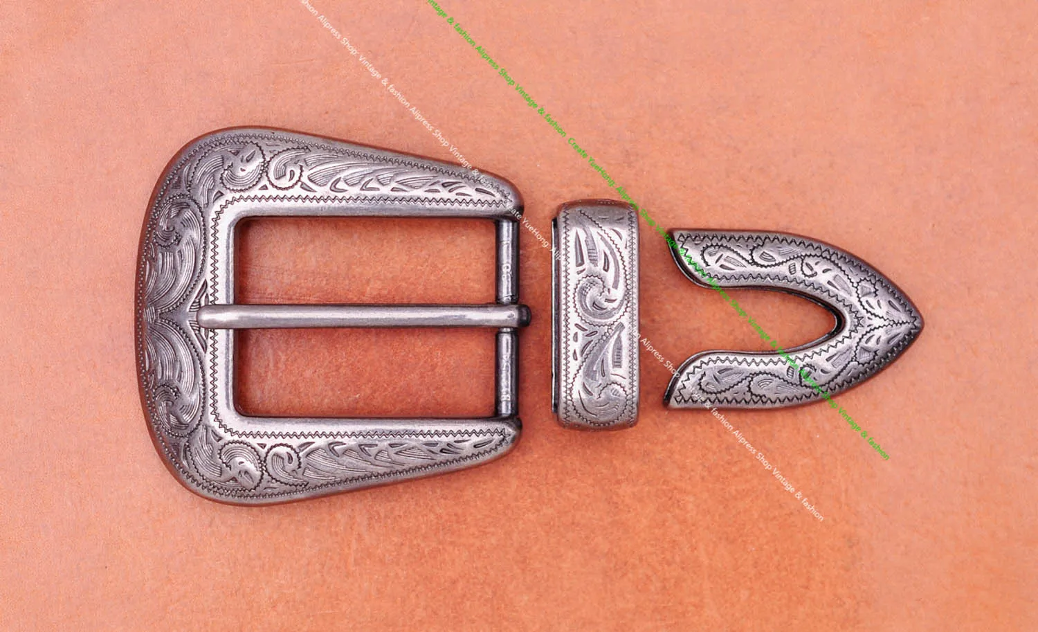 30mm Vintage Silver Western Cowboy Rodeo Floral Carved Jeans Apparel Leather Belt Leathercraft 3PCS Set Buckle Replacement