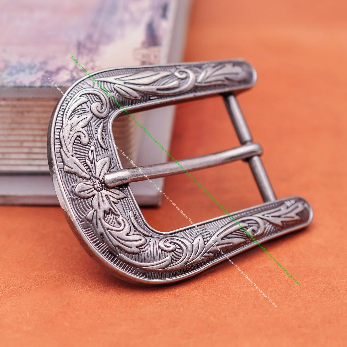 Huge Western Cowboy Cowgirl Rodeo 3PCS Set Silver Flower Embrossed DIY Leather Belt Buckle Replacement Fit 35mm Belt Strap