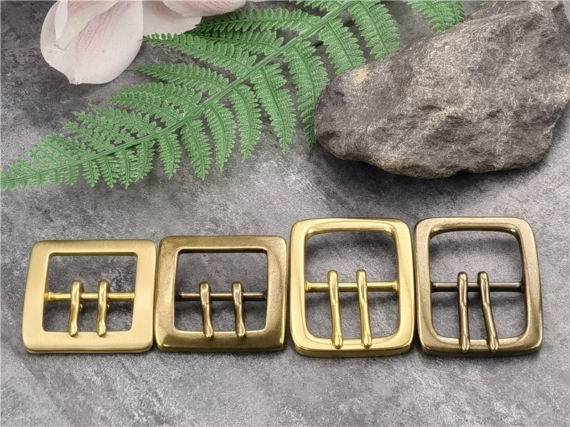 Belt Buckle 40mm Retro Brass Double Tongue Pin Belt Buckle For Men Belt DIY Accessories Leather Craft Man Belt Buckle BK0012