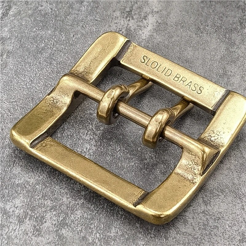 Belt Buckle 40mm Retro Brass Double Tongue Pin Belt Buckle For Men Belt DIY Accessories Leather Craft Man Belt Buckle BK0012