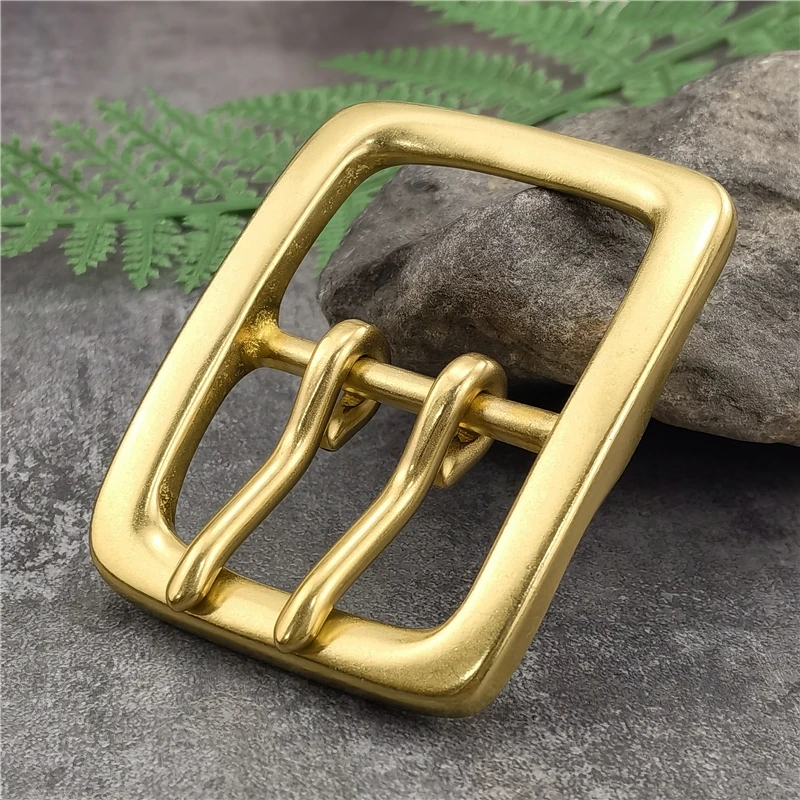 Belt Buckle 40mm Retro Brass Double Tongue Pin Belt Buckle For Men Belt DIY Accessories Leather Craft Man Belt Buckle BK0012