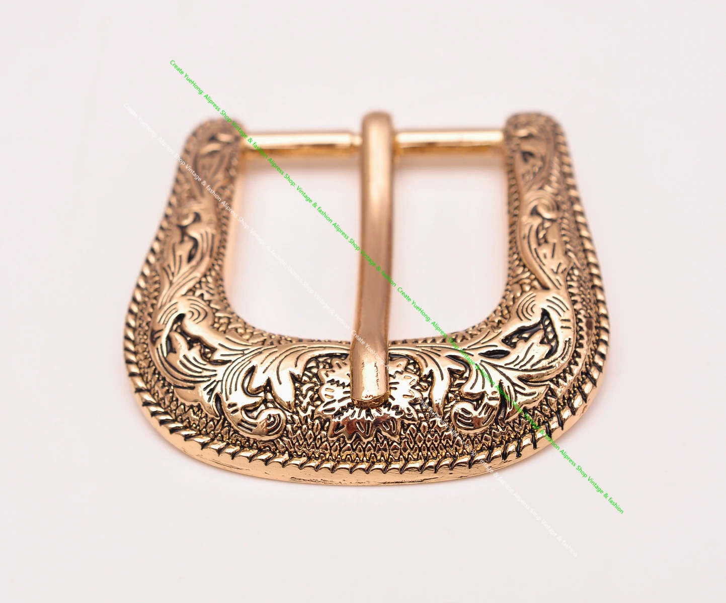 ROCK WESTERN COWBOY GOLD FLORAL ENGRAVED BELT BUCKLE SET FITS 30MM LEATHER STRAP