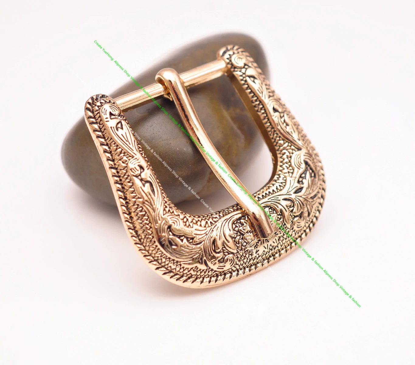ROCK WESTERN COWBOY GOLD FLORAL ENGRAVED BELT BUCKLE SET FITS 30MM LEATHER STRAP