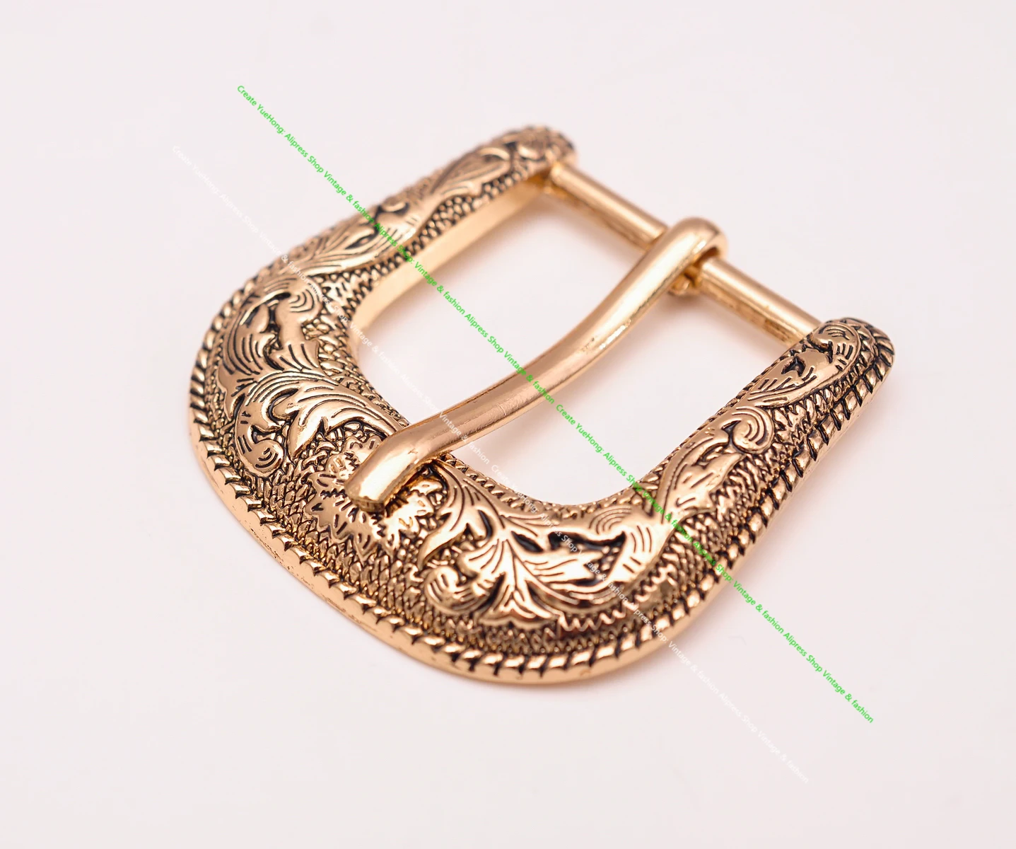 ROCK WESTERN COWBOY GOLD FLORAL ENGRAVED BELT BUCKLE SET FITS 30MM LEATHER STRAP