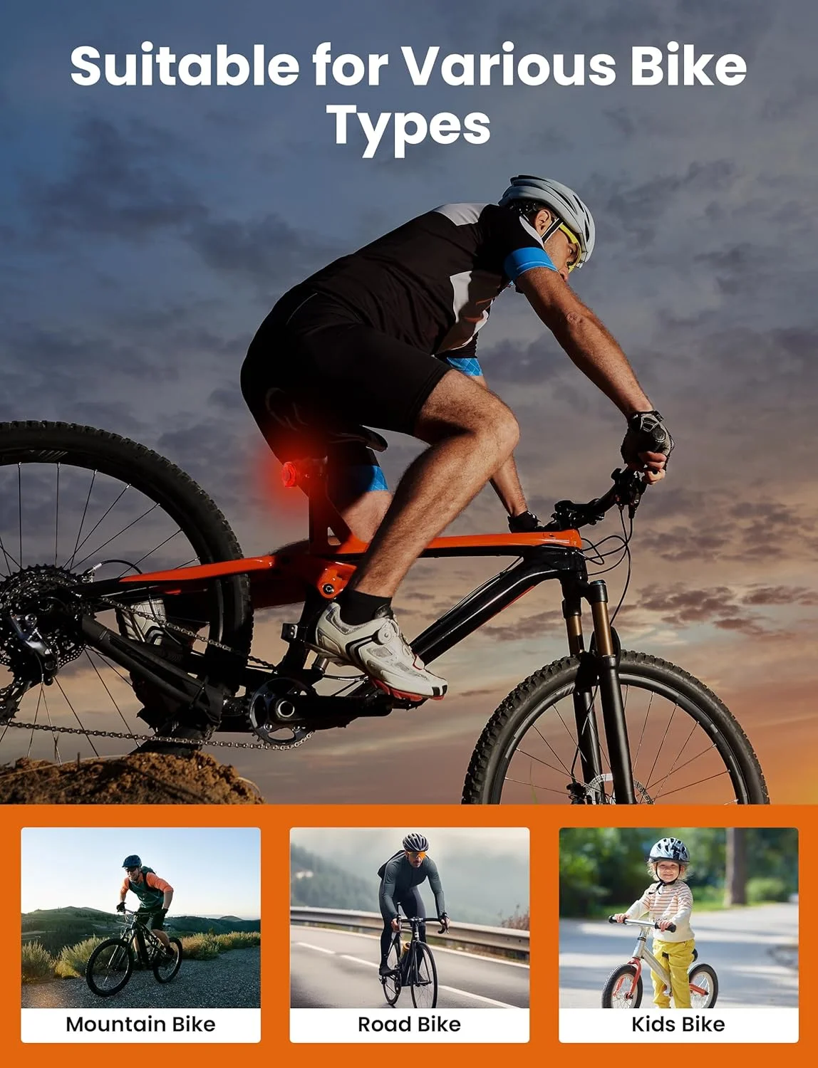 For Airtag Bike Mount Hidden Tail Light Anti-Theft Airtag GPS Tracker Bike Reflector Holder for Mountain Bikes Electric Bicycle