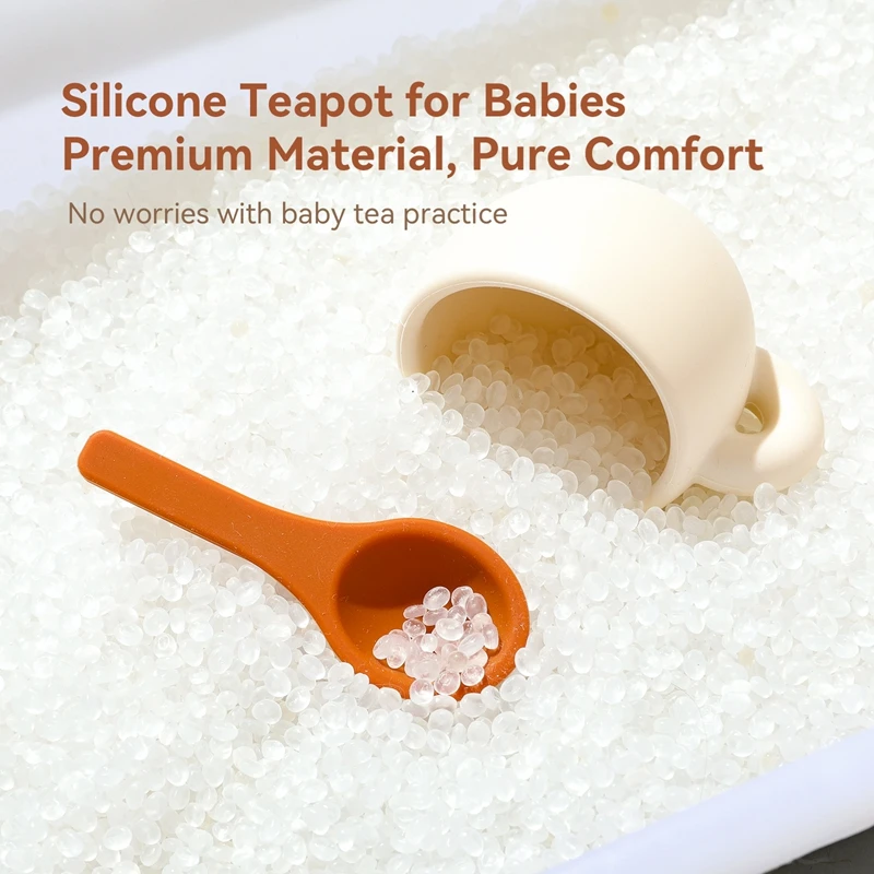 Kids Montessori Afternoon Tea Set Baby Teething Toy BPA Free Silicone Teapot and Teacups Role-Playing Kitchen Toy Baby Toy Gift
