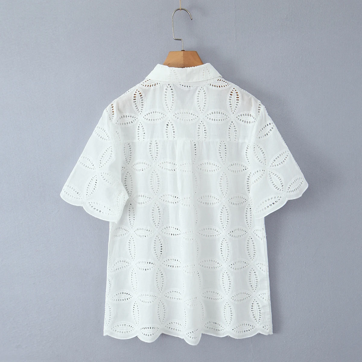 2 Pieces 1 Set 2025 Sexy Women White Embroidery Hole Loose Short Sleeve Shirt Back Zipper High Waist Package Hips Mini Skirts