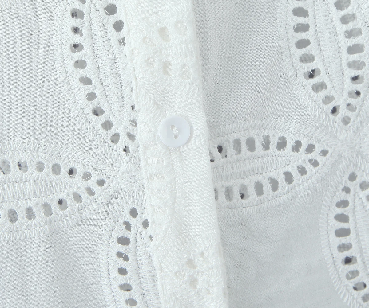 2 Pieces 1 Set 2025 Sexy Women White Embroidery Hole Loose Short Sleeve Shirt Back Zipper High Waist Package Hips Mini Skirts