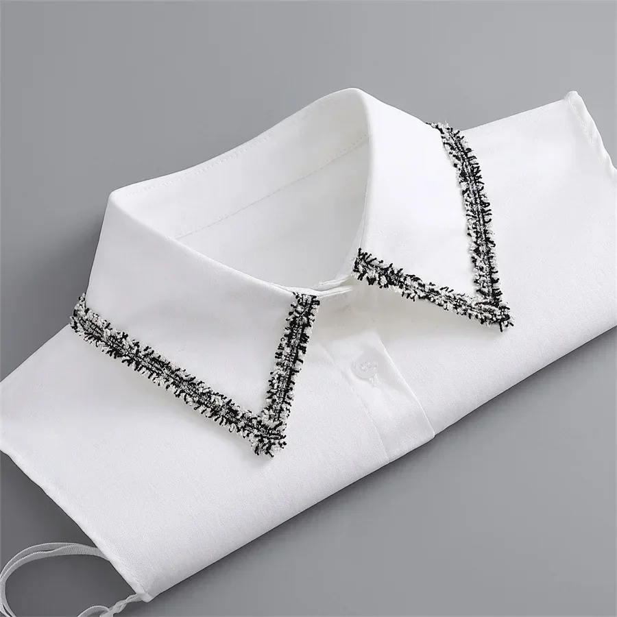 Korean Stand Lapel False Collar Women Embroidery Faux Col Half Shirt Blouse Fake Collars Sweater Shirt Detachable Collars