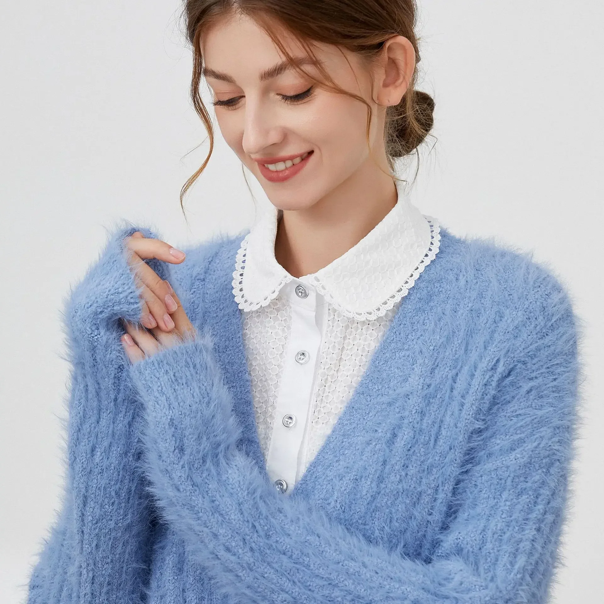 Korean Stand Lapel False Collar Women Embroidery Faux Col Half Shirt Blouse Fake Collars Sweater Shirt Detachable Collars