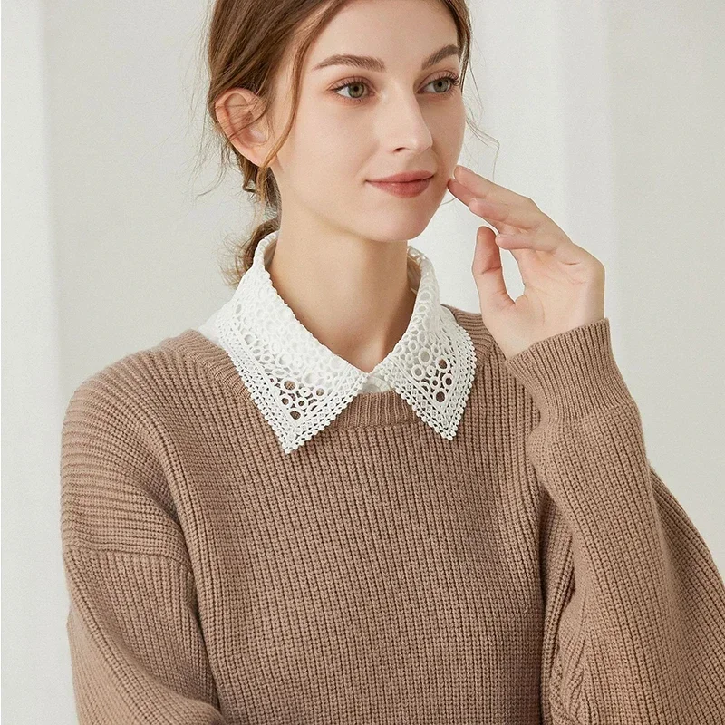 Korean Stand Lapel False Collar Women Embroidery Faux Col Half Shirt Blouse Fake Collars Sweater Shirt Detachable Collars