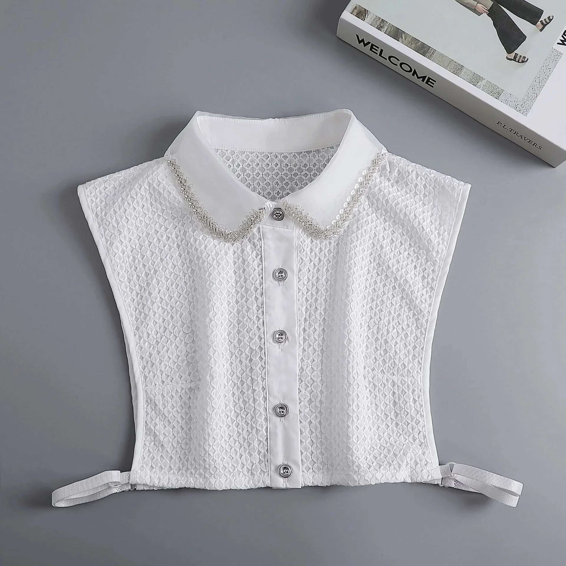 Korean Stand Lapel False Collar Women Embroidery Faux Col Half Shirt Blouse Fake Collars Sweater Shirt Detachable Collars