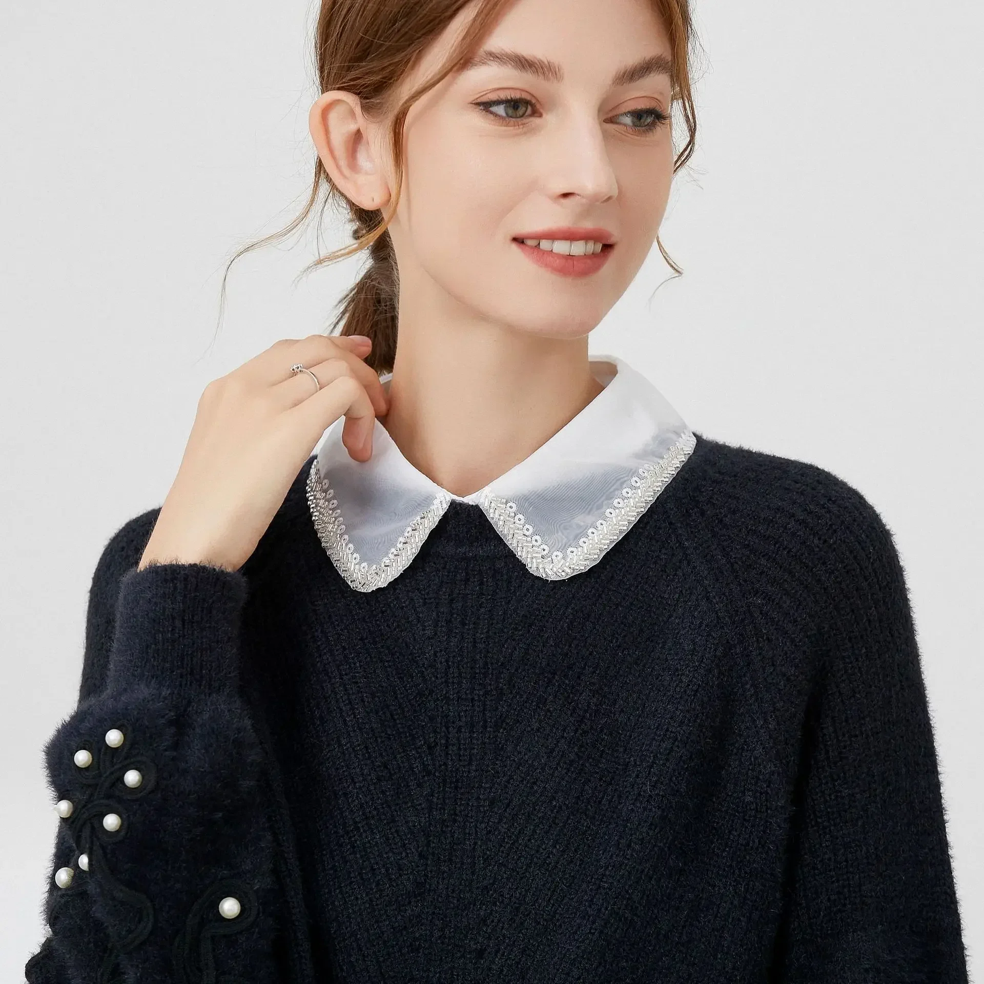 Korean Stand Lapel False Collar Women Embroidery Faux Col Half Shirt Blouse Fake Collars Sweater Shirt Detachable Collars
