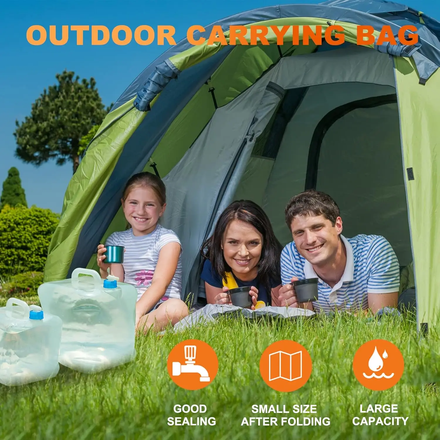 Portable Outdoor Water Tank 5-20l Foldable Water Bag With Faucet Large Capacity Water Container For Outdoor Camping BBQ Fishing