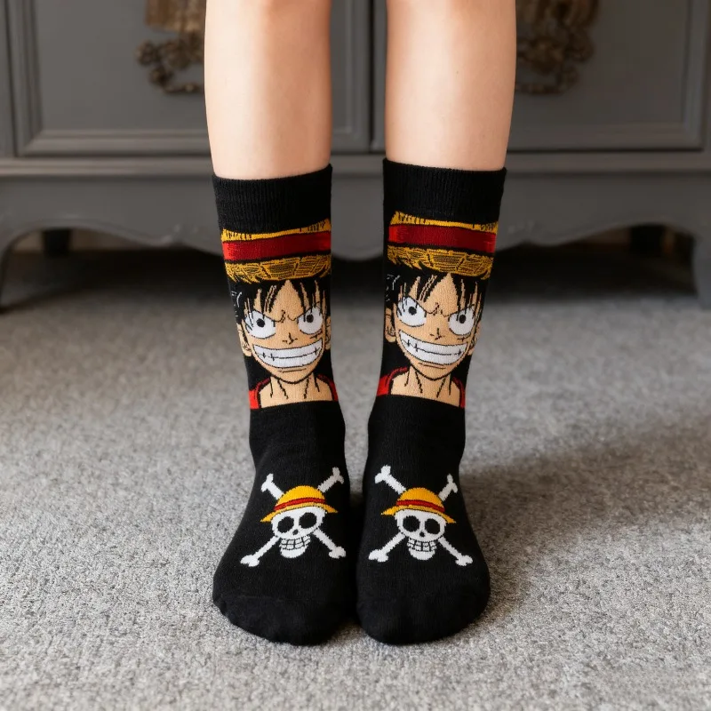 Hot Anime One Piece Casual Socks Cartoon Creative Printed Fashionable and Breathable Men and Women Mid-calf Socks Gift
