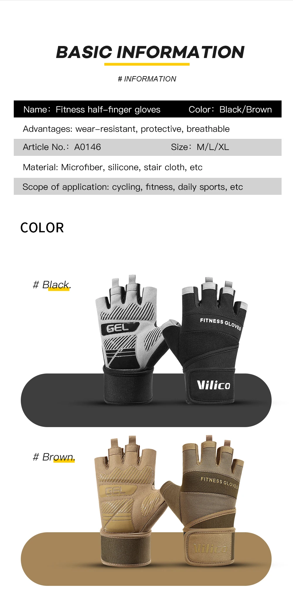 Cycling Gloves Half Finger Gym Weightlifting Dumbbell Training Anti-Slip Fitness Gloves Workout Crossfit Exercise Gloves