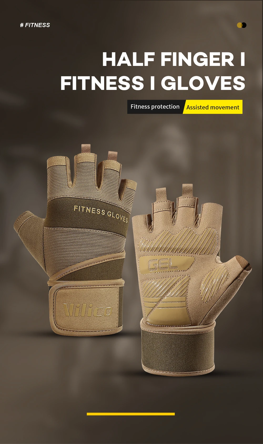 Cycling Gloves Half Finger Gym Weightlifting Dumbbell Training Anti-Slip Fitness Gloves Workout Crossfit Exercise Gloves