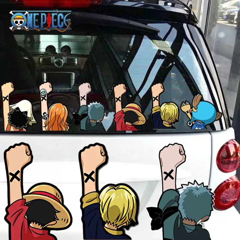 One Piece Anime Car Stickers Cartoon Luffy Joe Bassolo Back Car Rear Window Scratch Stickers Reflective Waterproof Stickers gift