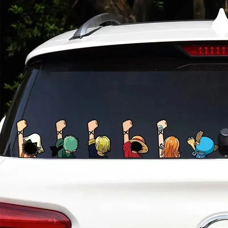 One Piece Anime Car Stickers Cartoon Luffy Joe Bassolo Back Car Rear Window Scratch Stickers Reflective Waterproof Stickers gift