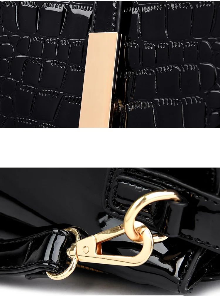 Women Patent Leather Handbag High Quality Interior Slot Pocket Leather Bucket Bag Female Shoulder Bag Luxury Brand Crossbody Bag