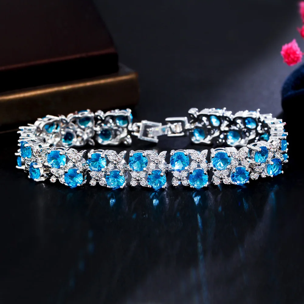 ThreeGraces Luxury Shiny Yellow Cubic Zirconia Leaf Flower Shape Bridal Wedding Party Bracelet for Women Fashion Jewelry BR239