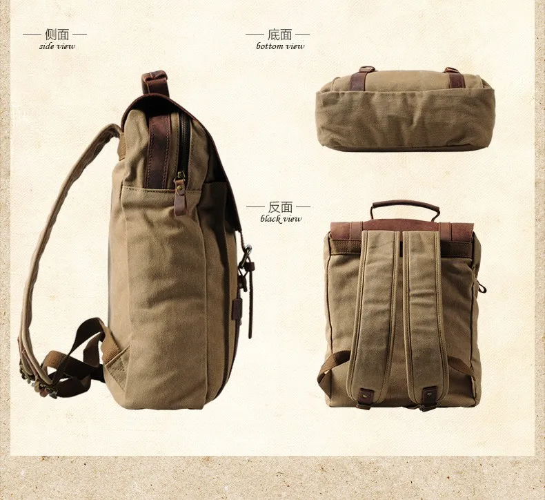 Fashion Male Backpack Leather Military Canvas Backpack Men Backpack Women School Backpack School Bag Bagpack Rucksack Mochila