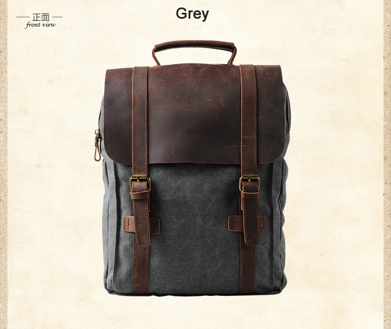 Fashion Male Backpack Leather Military Canvas Backpack Men Backpack Women School Backpack School Bag Bagpack Rucksack Mochila