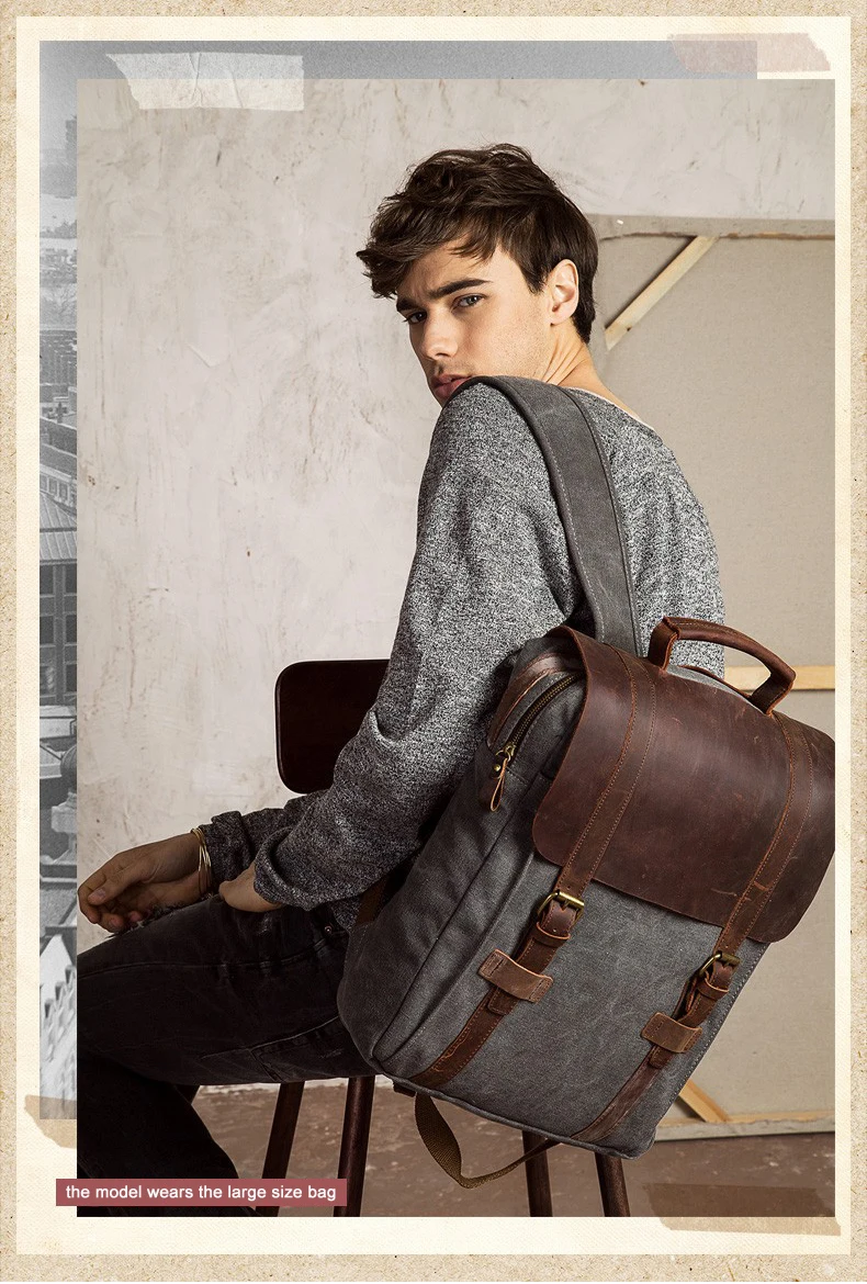 Fashion Male Backpack Leather Military Canvas Backpack Men Backpack Women School Backpack School Bag Bagpack Rucksack Mochila