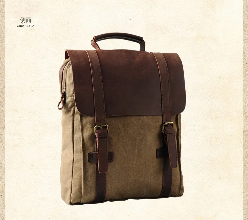 Fashion Male Backpack Leather Military Canvas Backpack Men Backpack Women School Backpack School Bag Bagpack Rucksack Mochila