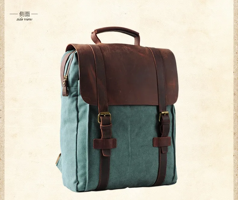 Fashion Male Backpack Leather Military Canvas Backpack Men Backpack Women School Backpack School Bag Bagpack Rucksack Mochila