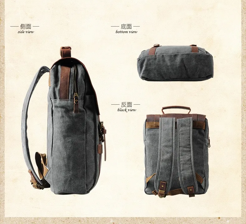 Fashion Male Backpack Leather Military Canvas Backpack Men Backpack Women School Backpack School Bag Bagpack Rucksack Mochila