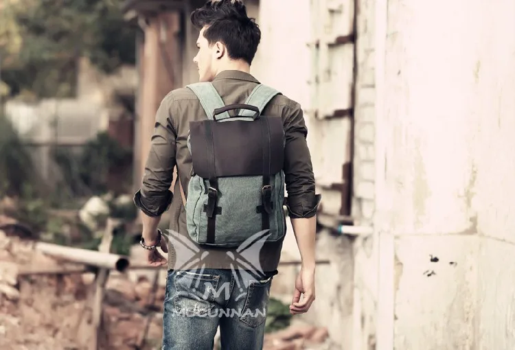 Fashion Male Backpack Leather Military Canvas Backpack Men Backpack Women School Backpack School Bag Bagpack Rucksack Mochila