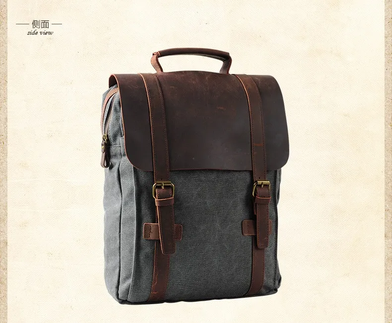 Fashion Male Backpack Leather Military Canvas Backpack Men Backpack Women School Backpack School Bag Bagpack Rucksack Mochila