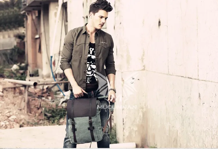 Fashion Male Backpack Leather Military Canvas Backpack Men Backpack Women School Backpack School Bag Bagpack Rucksack Mochila