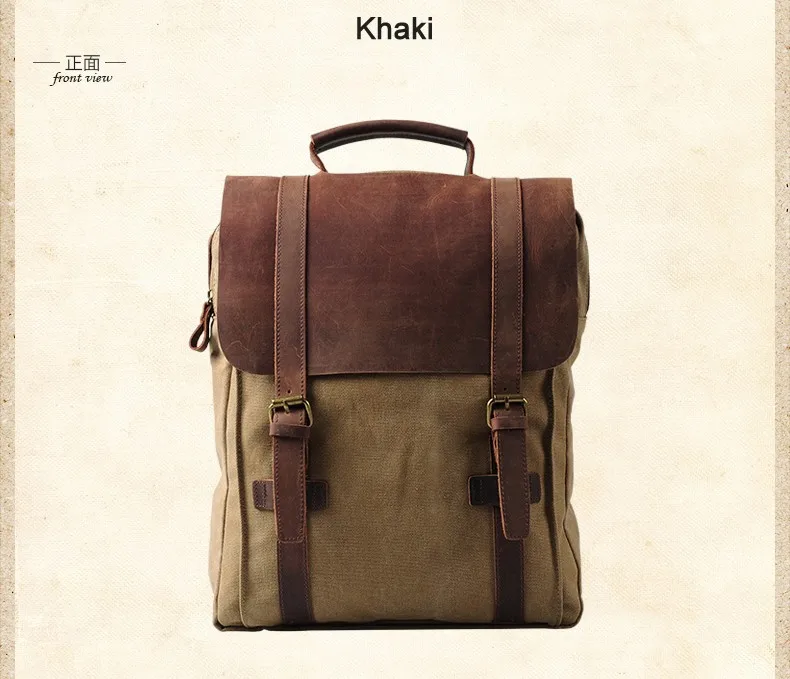 Fashion Male Backpack Leather Military Canvas Backpack Men Backpack Women School Backpack School Bag Bagpack Rucksack Mochila