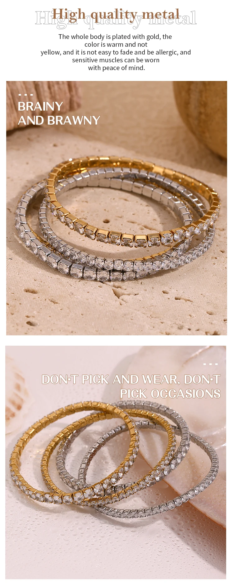 La.Muses Elastic Cubic Zirconia Stainless Steel Woman's Bracelet Fashion Luxurious Jewelry Party Accessories