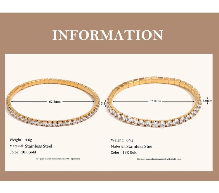 La.Muses Elastic Cubic Zirconia Stainless Steel Woman's Bracelet Fashion Luxurious Jewelry Party Accessories
