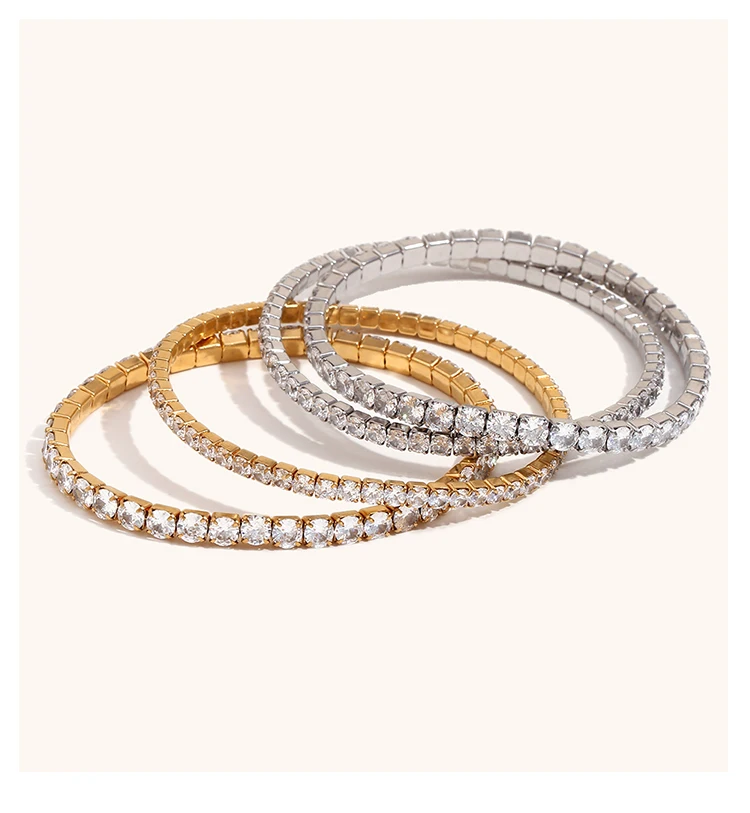 La.Muses Elastic Cubic Zirconia Stainless Steel Woman's Bracelet Fashion Luxurious Jewelry Party Accessories