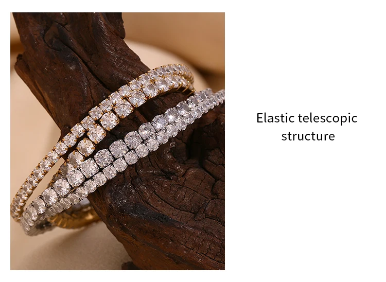 La.Muses Elastic Cubic Zirconia Stainless Steel Woman's Bracelet Fashion Luxurious Jewelry Party Accessories