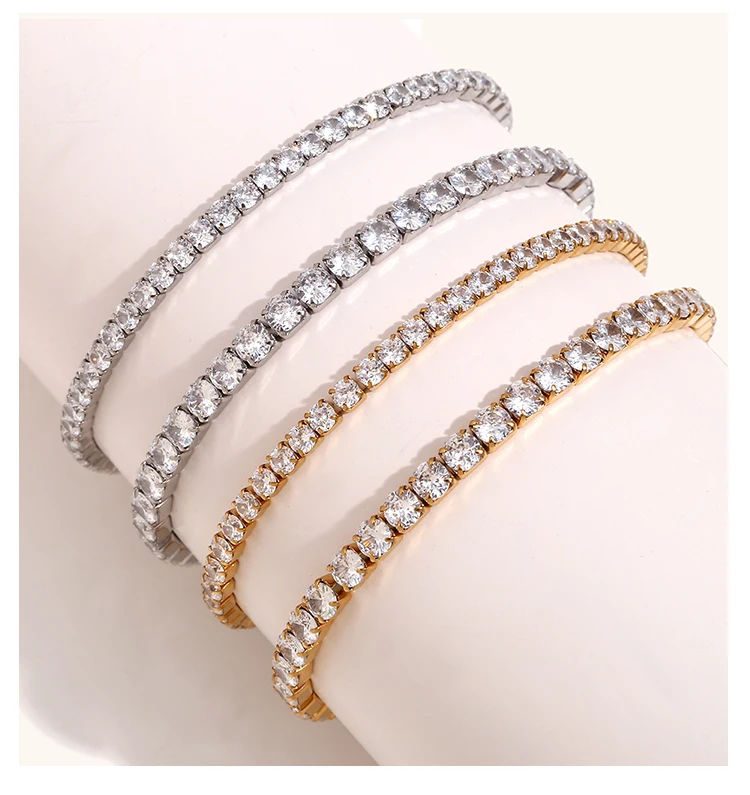 La.Muses Elastic Cubic Zirconia Stainless Steel Woman's Bracelet Fashion Luxurious Jewelry Party Accessories