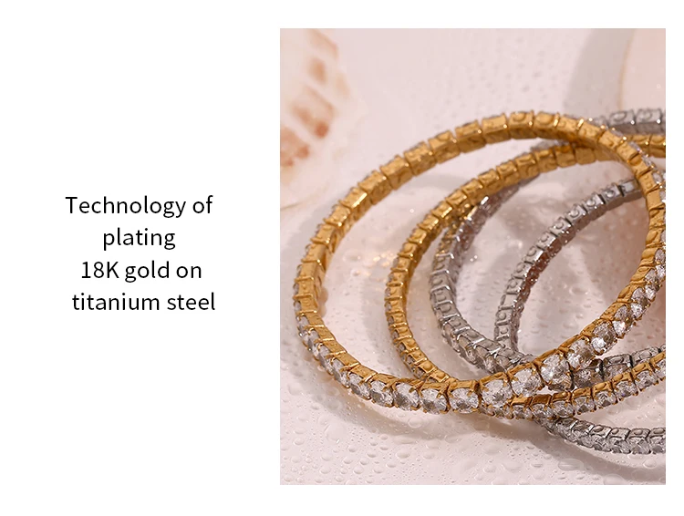 La.Muses Elastic Cubic Zirconia Stainless Steel Woman's Bracelet Fashion Luxurious Jewelry Party Accessories