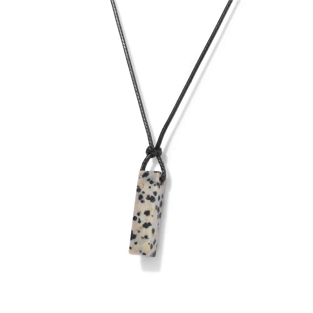 Men Vintage Rectangle Obsidian Pendent Necklace Natural Tiger Eye Labradorite Gem Leather Rope Braid Necklace Healing Jewelry