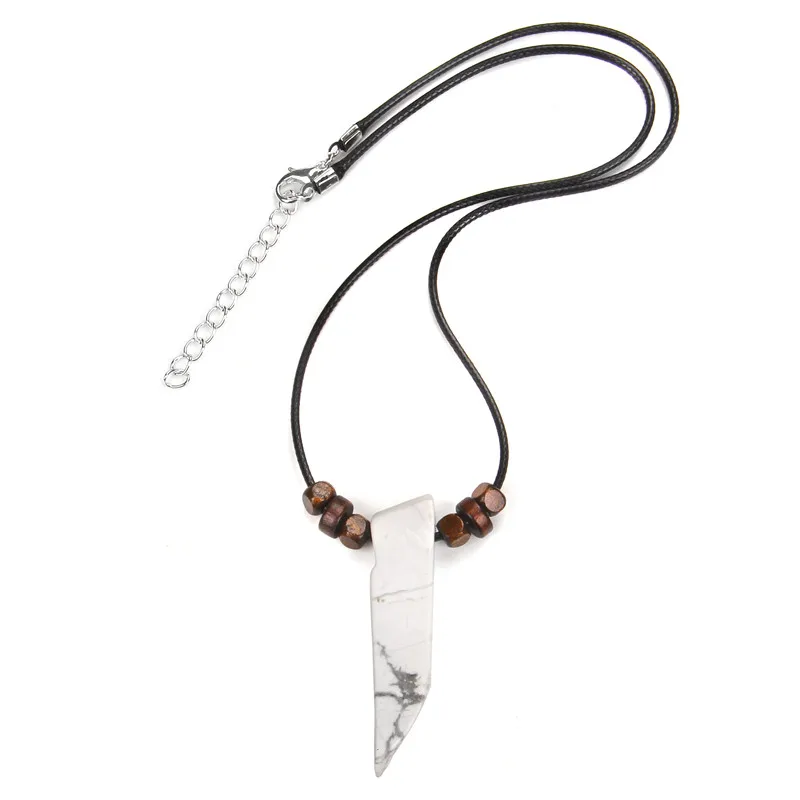 Men Vintage Rectangle Obsidian Pendent Necklace Natural Tiger Eye Labradorite Gem Leather Rope Braid Necklace Healing Jewelry