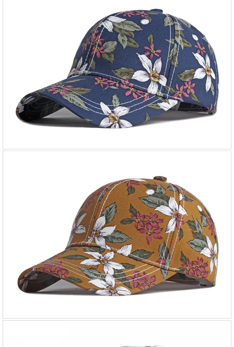 Boho Tropical Print Baseball Cap Women Outdoor Washed Denim Cap Female Fashion Visor Bohemian Jeans Men Sport Street Sun Hats